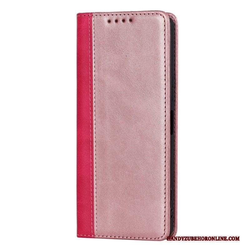 Folio Cover Sony Xperia 5 IV Custodia in pelle Effetto Pelle Bicolore