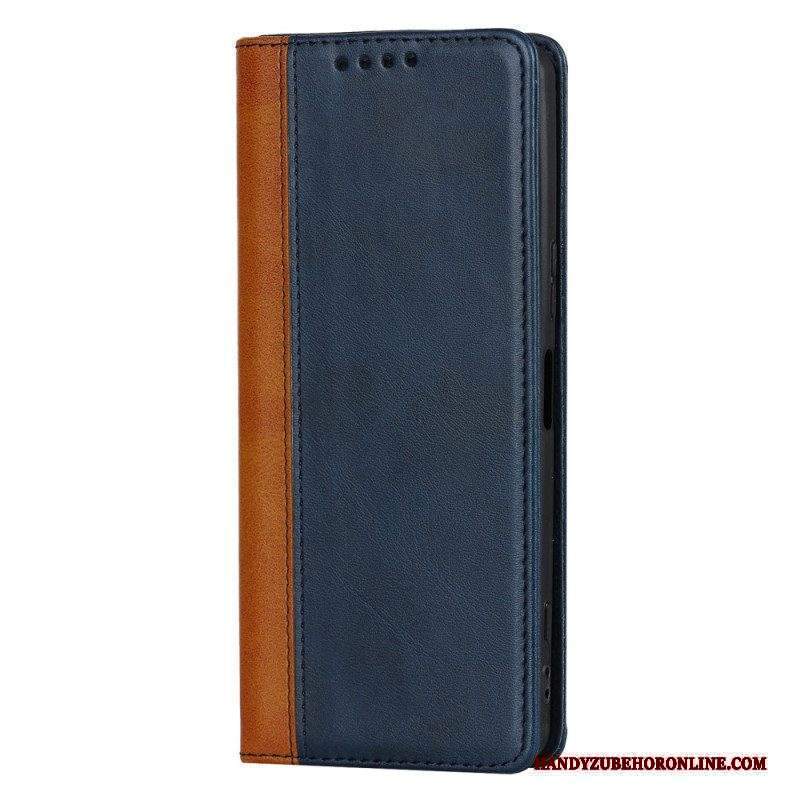 Folio Cover Sony Xperia 5 IV Custodia in pelle Effetto Pelle Bicolore