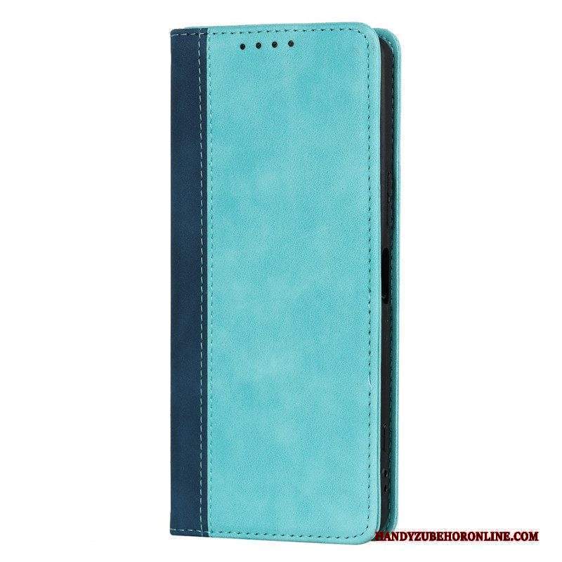 Folio Cover Sony Xperia 5 IV Custodia in pelle Effetto Pelle Bicolore