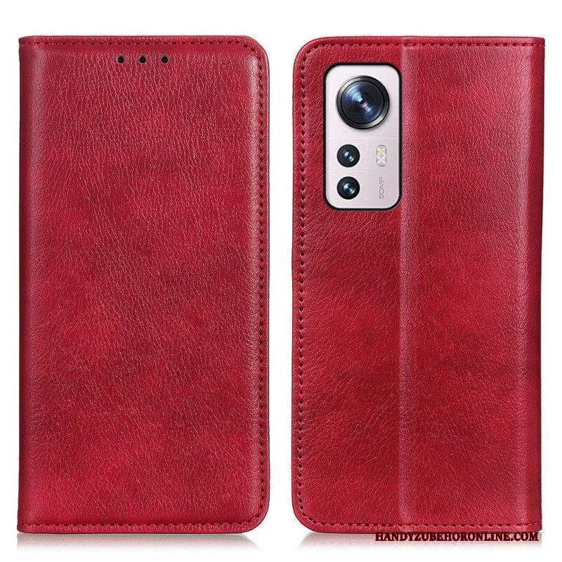 Folio Cover Xiaomi 12 / 12X Custodia in pelle Trama Di Cuoio Spaccato Di Litchi