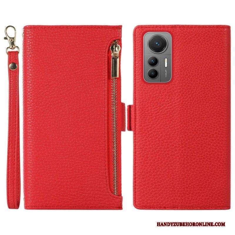 Folio Cover Xiaomi 12 Lite Custodia in pelle Tasca Frontale E Cordino