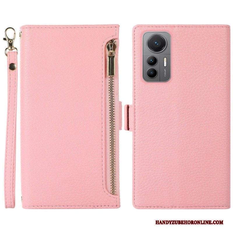 Folio Cover Xiaomi 12 Lite Custodia in pelle Tasca Frontale E Cordino