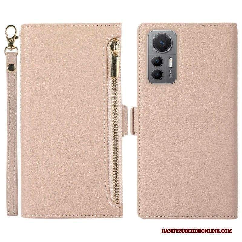 Folio Cover Xiaomi 12 Lite Custodia in pelle Tasca Frontale E Cordino