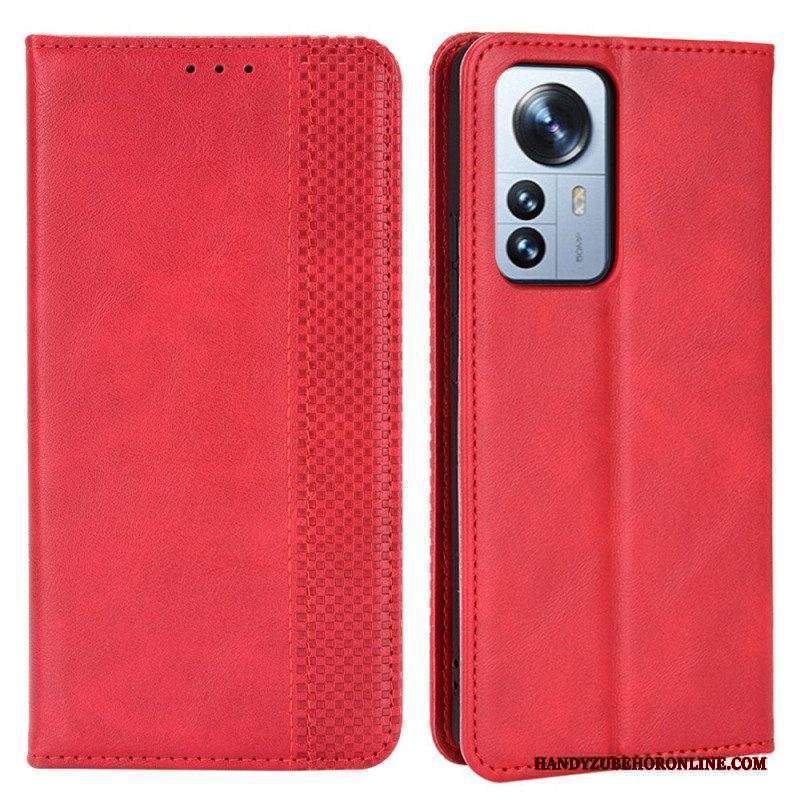 Folio Cover Xiaomi 12 Pro Custodia in pelle Effetto Pelle Vintage Stilizzato