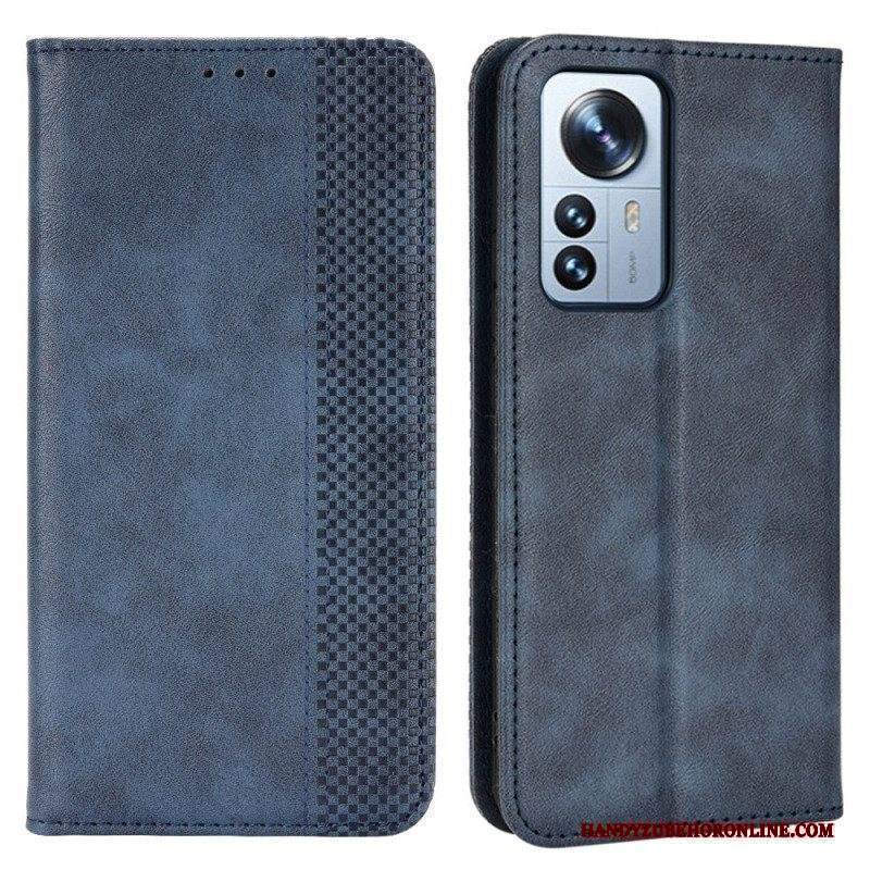 Folio Cover Xiaomi 12 Pro Custodia in pelle Effetto Pelle Vintage Stilizzato