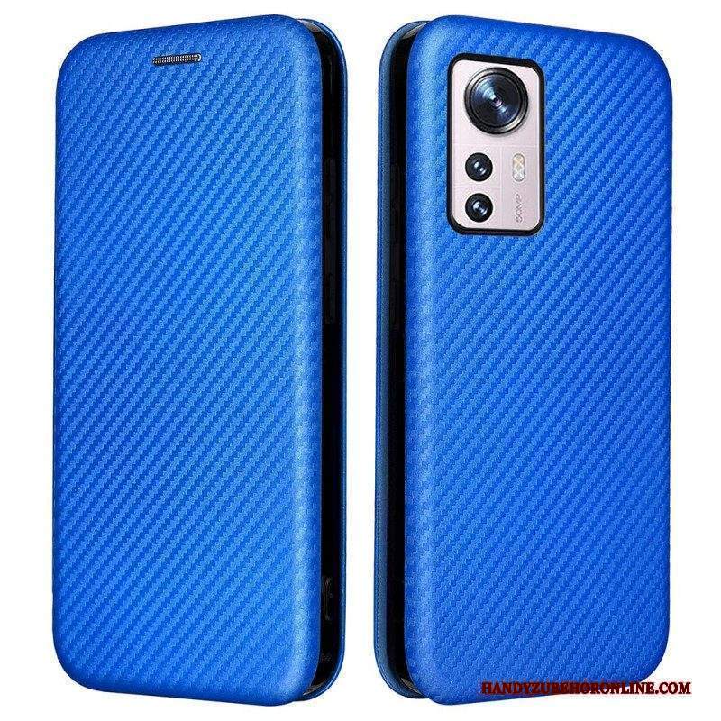 Folio Cover Xiaomi 12 Pro Custodia in pelle Silicone Colorato Al Carbonio