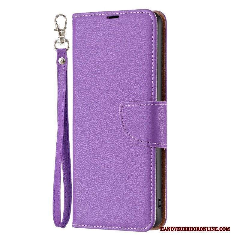 Folio Cover Xiaomi 12T / 12T Pro Strappy Litchi Stile In Pelle