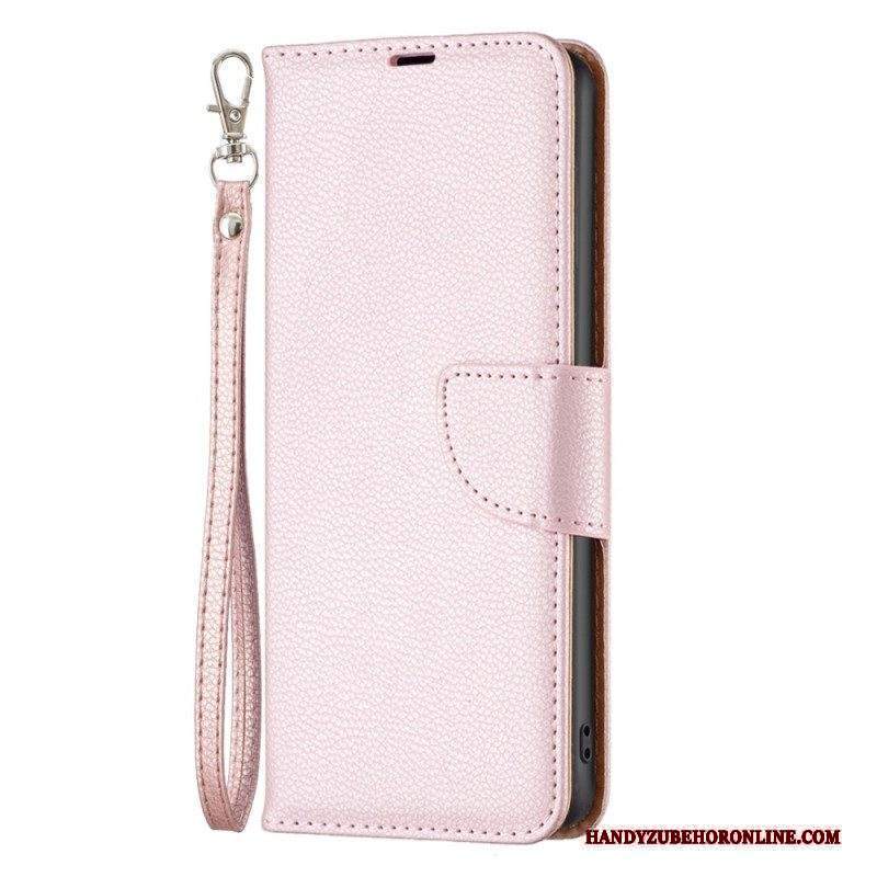 Folio Cover Xiaomi 12T / 12T Pro Strappy Litchi Stile In Pelle