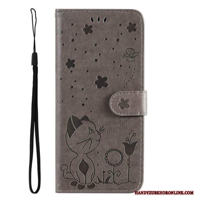 Folio Cover Xiaomi 13 Pro Gatto E Ape Con Cordino