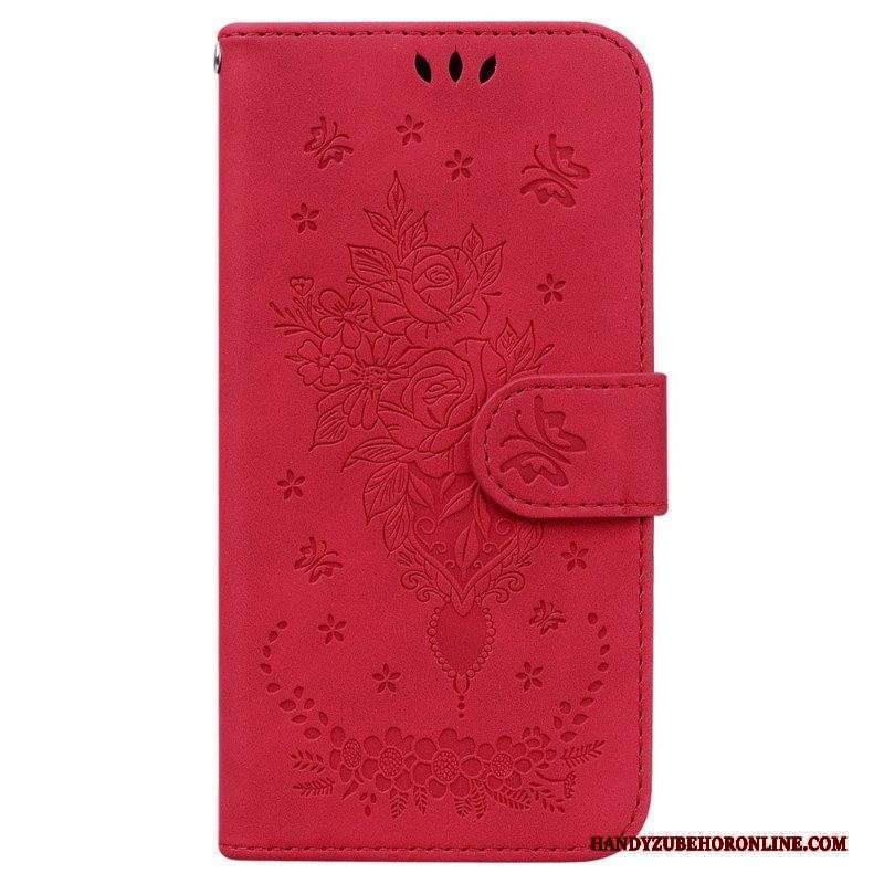 Folio Cover Xiaomi 13 Pro Strappy Rose E Farfalle