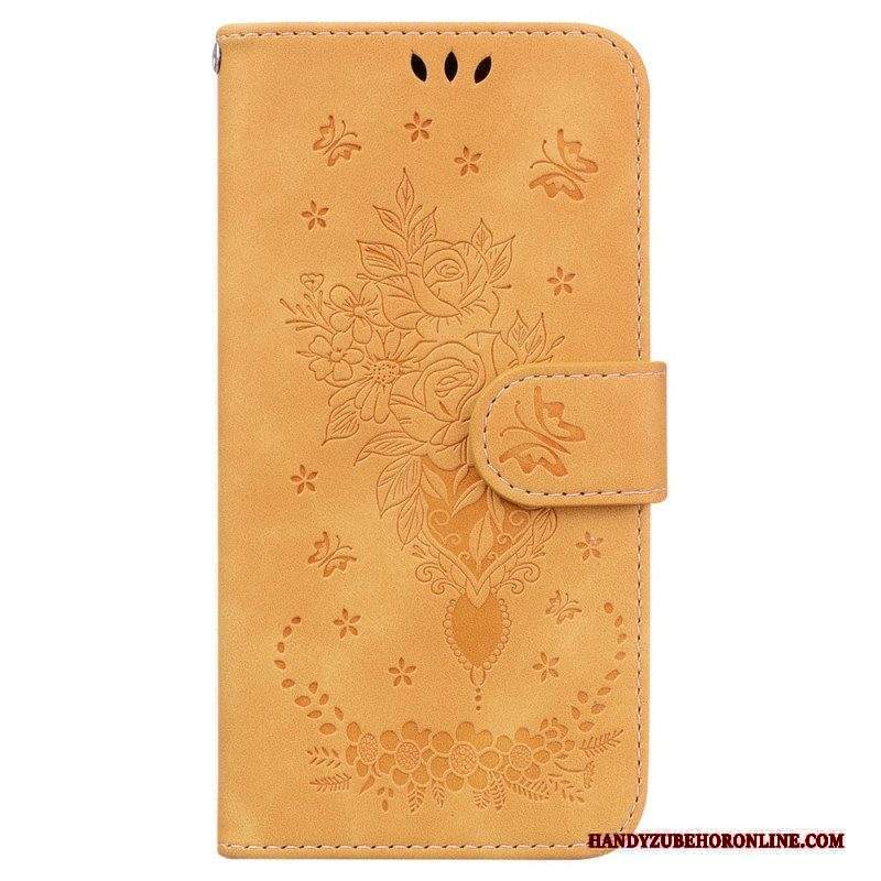 Folio Cover Xiaomi 13 Pro Strappy Rose E Farfalle