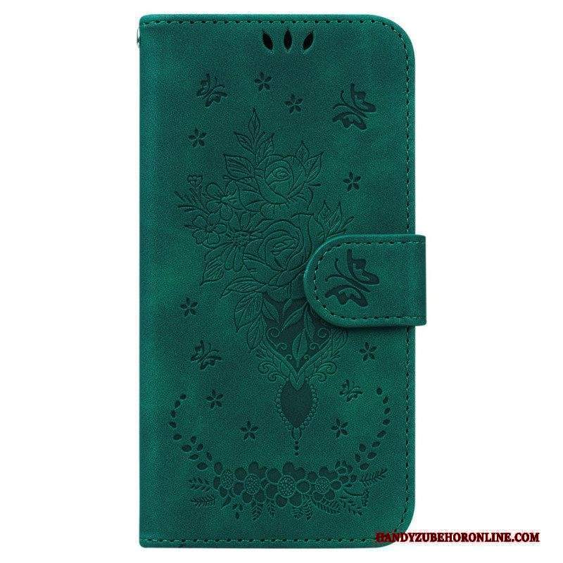 Folio Cover Xiaomi 13 Pro Strappy Rose E Farfalle