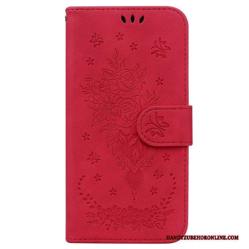 Folio Cover Xiaomi 13 Strappy Rose E Farfalle