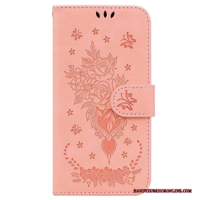 Folio Cover Xiaomi 13 Strappy Rose E Farfalle