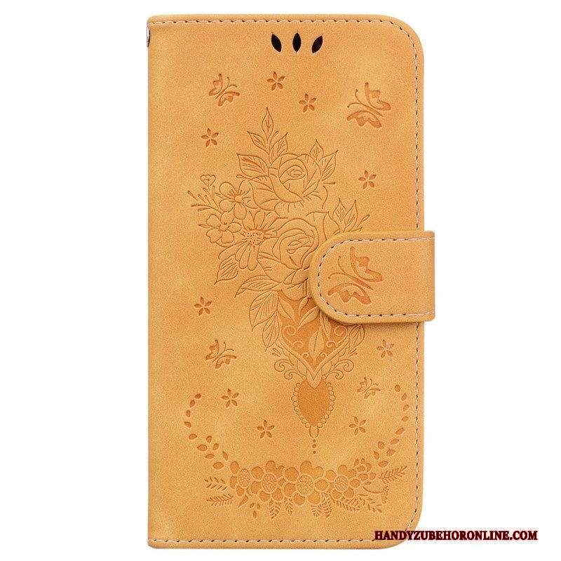 Folio Cover Xiaomi 13 Strappy Rose E Farfalle