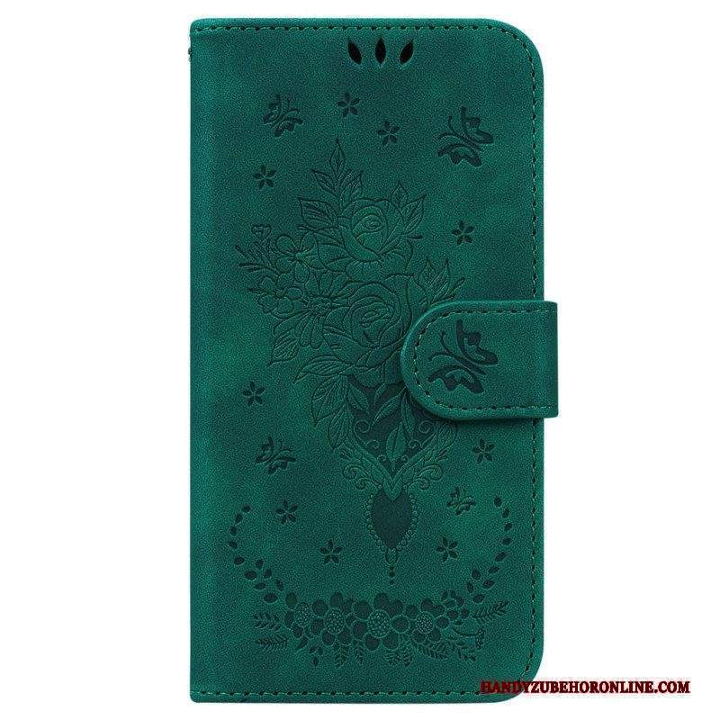 Folio Cover Xiaomi 13 Strappy Rose E Farfalle