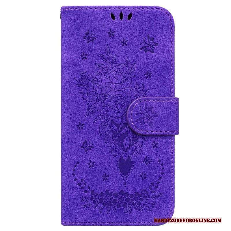 Folio Cover Xiaomi 13 Strappy Rose E Farfalle