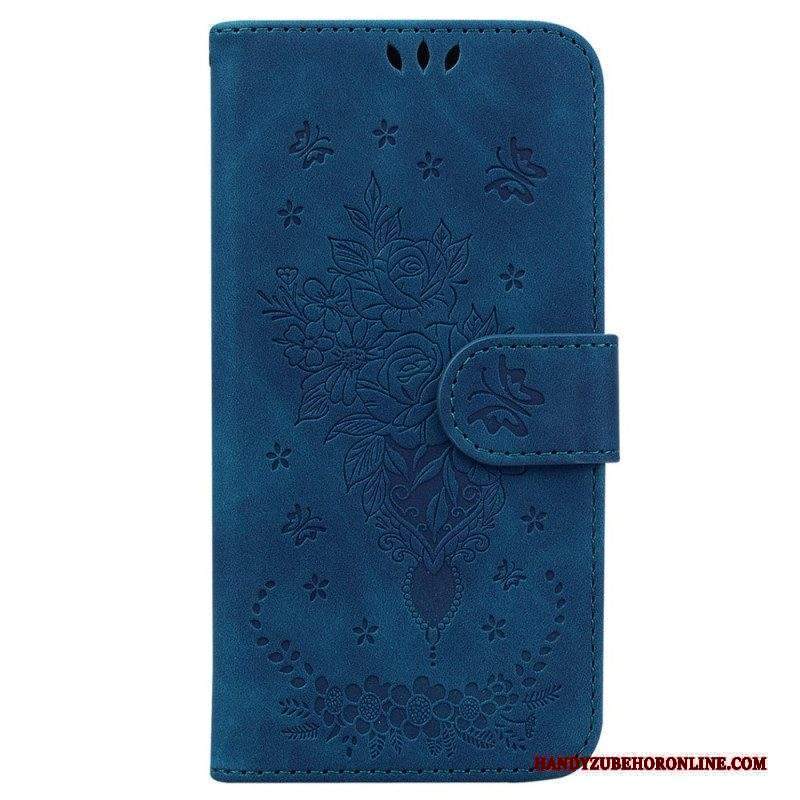 Folio Cover Xiaomi 13 Strappy Rose E Farfalle