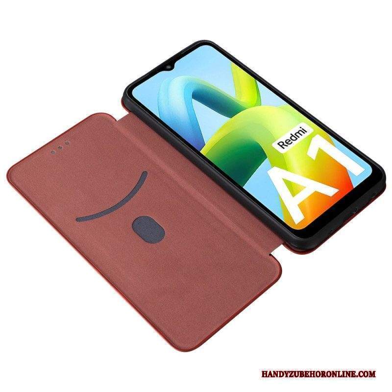 Folio Cover Xiaomi Redmi A1 Custodia in pelle Fibra Di Carbonio