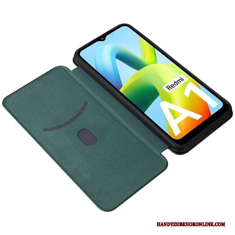 Folio Cover Xiaomi Redmi A1 Custodia in pelle Fibra Di Carbonio