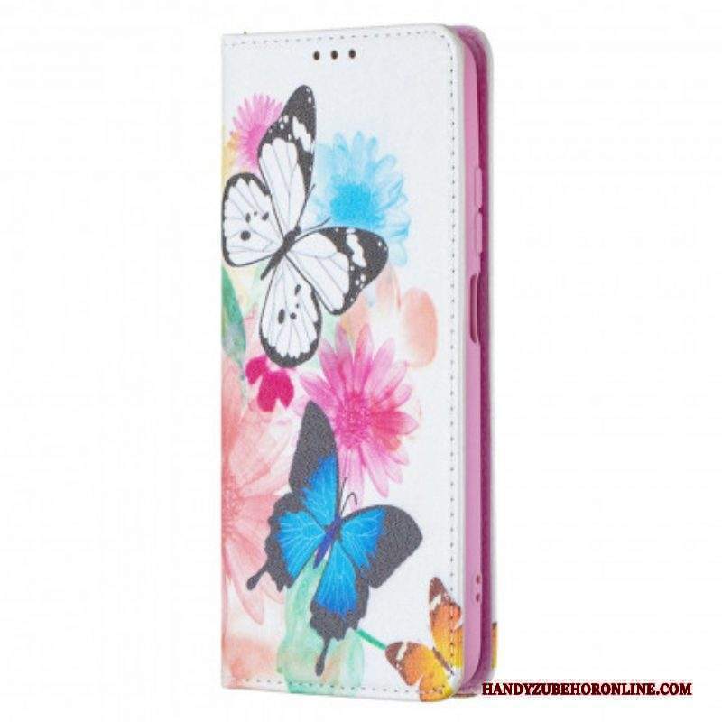 Folio Cover Xiaomi Redmi Note 10 / 10S Custodia in pelle Farfalle Colorate