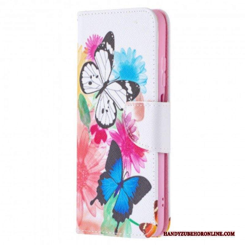 Folio Cover Xiaomi Redmi Note 10 / 10S Farfalle E Fiori Dipinti