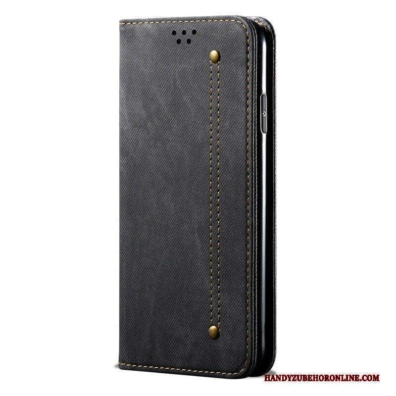 Folio Cover Xiaomi Redmi Note 10 5G Custodia in pelle Tessuto Denim