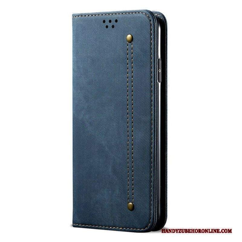 Folio Cover Xiaomi Redmi Note 10 5G Custodia in pelle Tessuto Denim