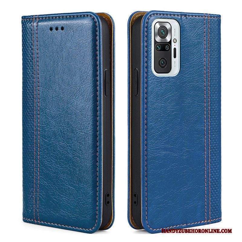 Folio Cover Xiaomi Redmi Note 10 Pro Custodia in pelle Cuciture In Pelle Crosta Litchi