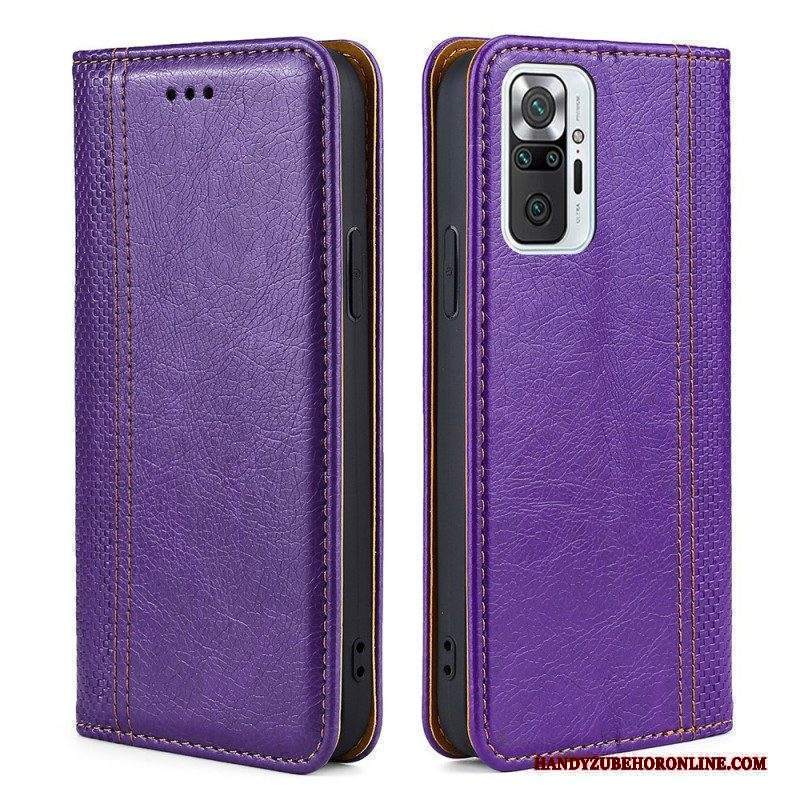 Folio Cover Xiaomi Redmi Note 10 Pro Custodia in pelle Cuciture In Pelle Crosta Litchi