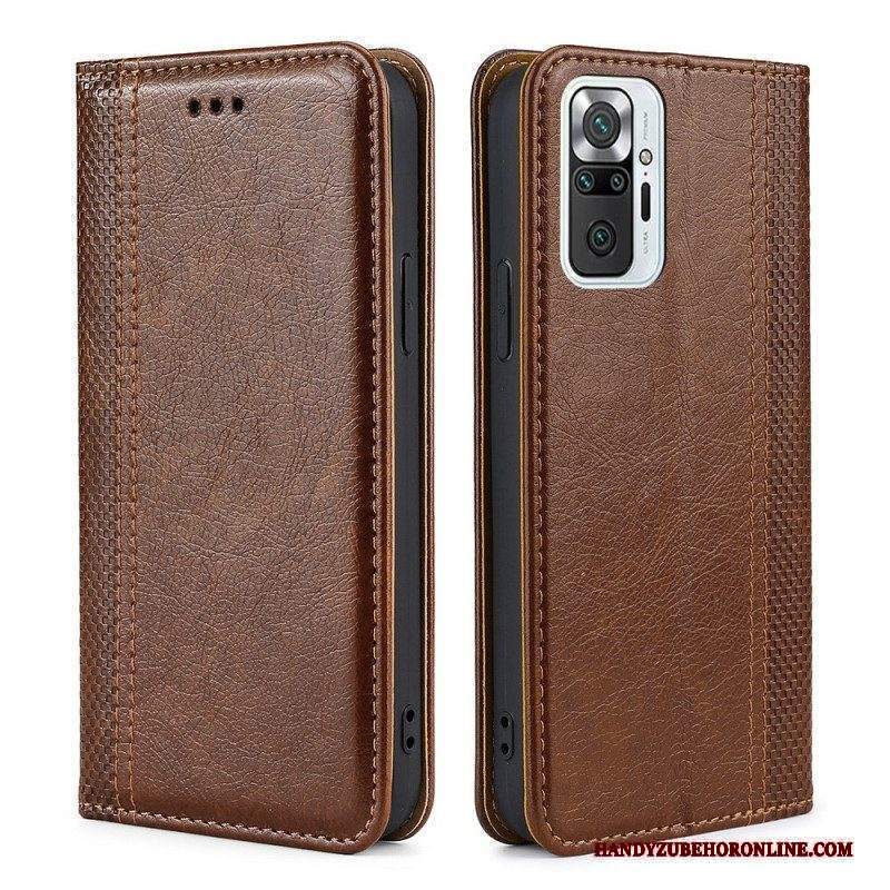 Folio Cover Xiaomi Redmi Note 10 Pro Custodia in pelle Cuciture In Pelle Crosta Litchi