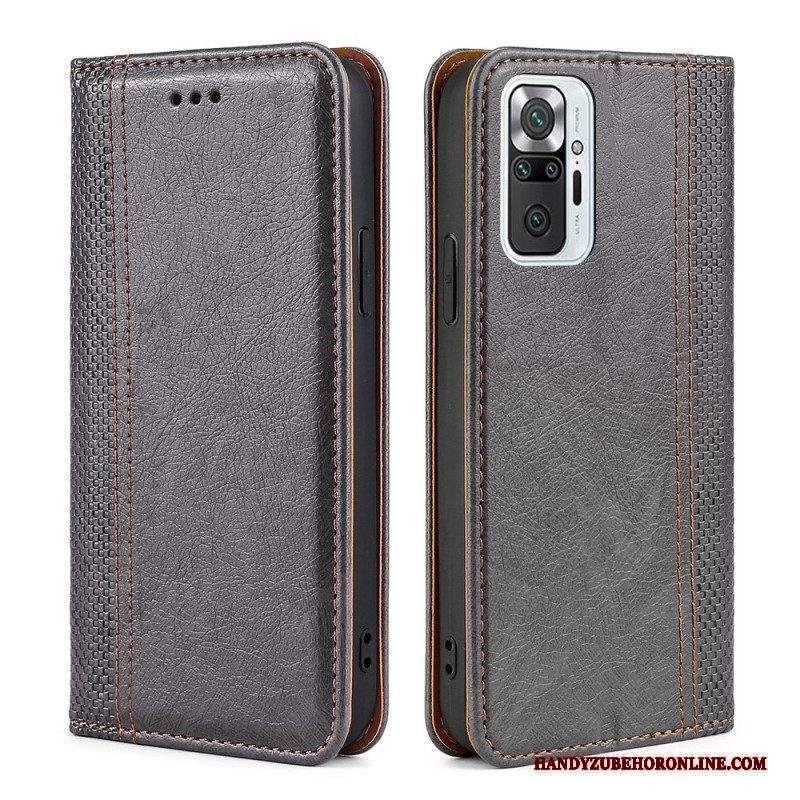 Folio Cover Xiaomi Redmi Note 10 Pro Custodia in pelle Cuciture In Pelle Crosta Litchi