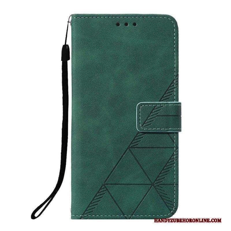 Folio Cover Xiaomi Redmi Note 10 Pro Strappy Stile Geometrico In Pelle