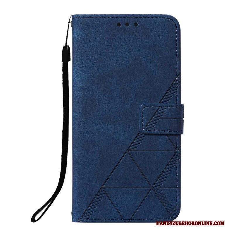 Folio Cover Xiaomi Redmi Note 10 Pro Strappy Stile Geometrico In Pelle