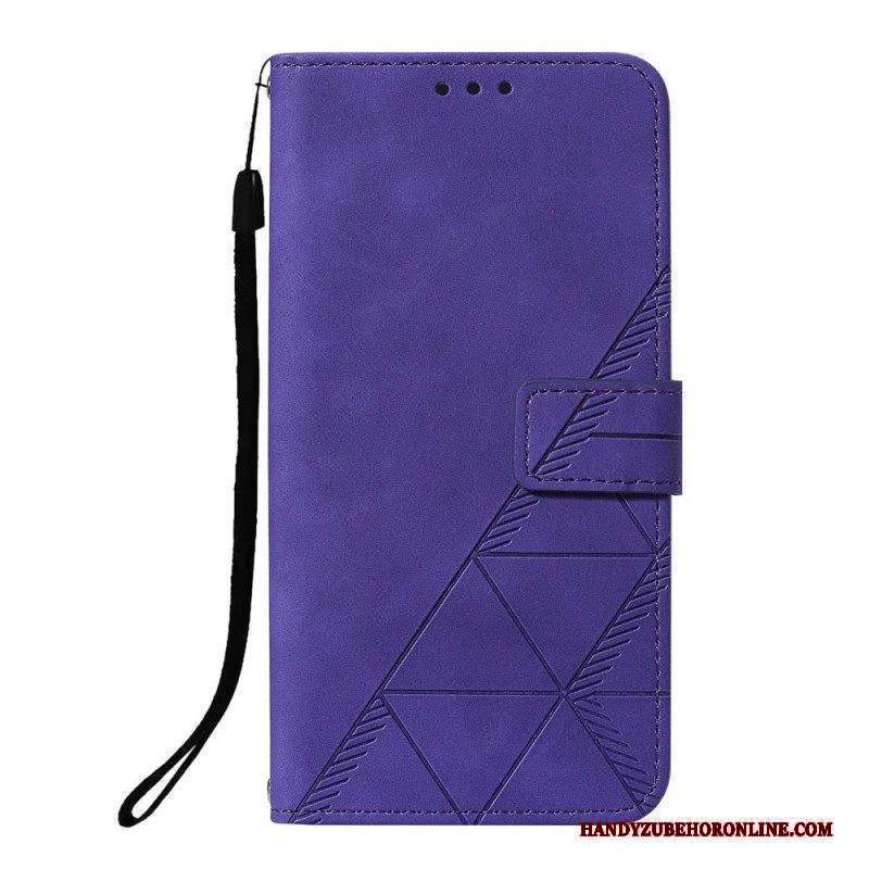 Folio Cover Xiaomi Redmi Note 10 Pro Strappy Stile Geometrico In Pelle