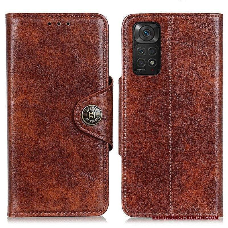 Folio Cover Xiaomi Redmi Note 11 / 11S Bottone In Ecopelle Lucida