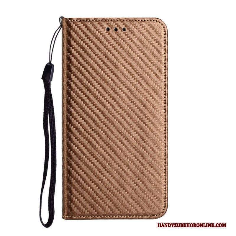 Folio Cover Xiaomi Redmi Note 11 Pro Plus 5G Custodia in pelle Cinturino In Fibra Di Carbonio