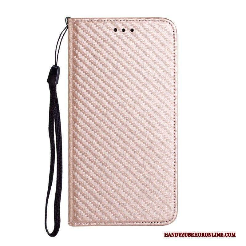 Folio Cover Xiaomi Redmi Note 11 Pro Plus 5G Custodia in pelle Cinturino In Fibra Di Carbonio