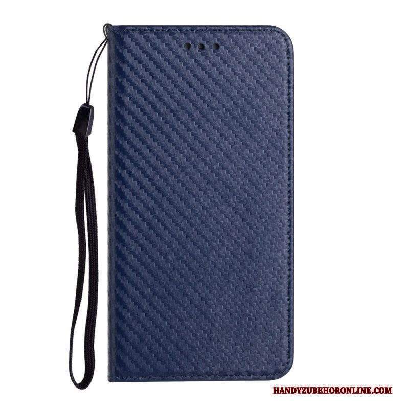 Folio Cover Xiaomi Redmi Note 11 Pro Plus 5G Custodia in pelle Cinturino In Fibra Di Carbonio