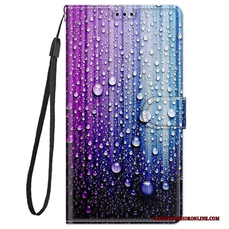 Folio Cover Xiaomi Redmi Note 11 Pro Plus 5G Gocce D'acqua Con Cordino