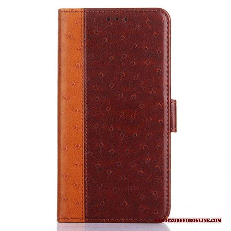 Folio Cover Xiaomi Redmi Note 11 Pro Plus 5G Struttura Della Pelle Di Struzzo