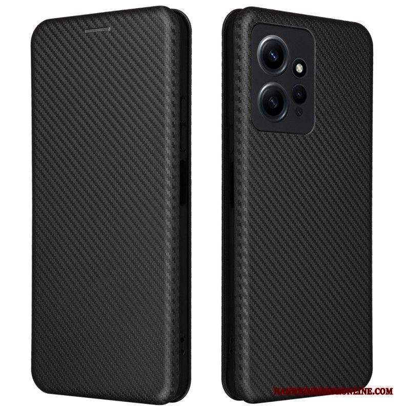 Folio Cover Xiaomi Redmi Note 12 4G Custodia in pelle Fibra Di Carbonio