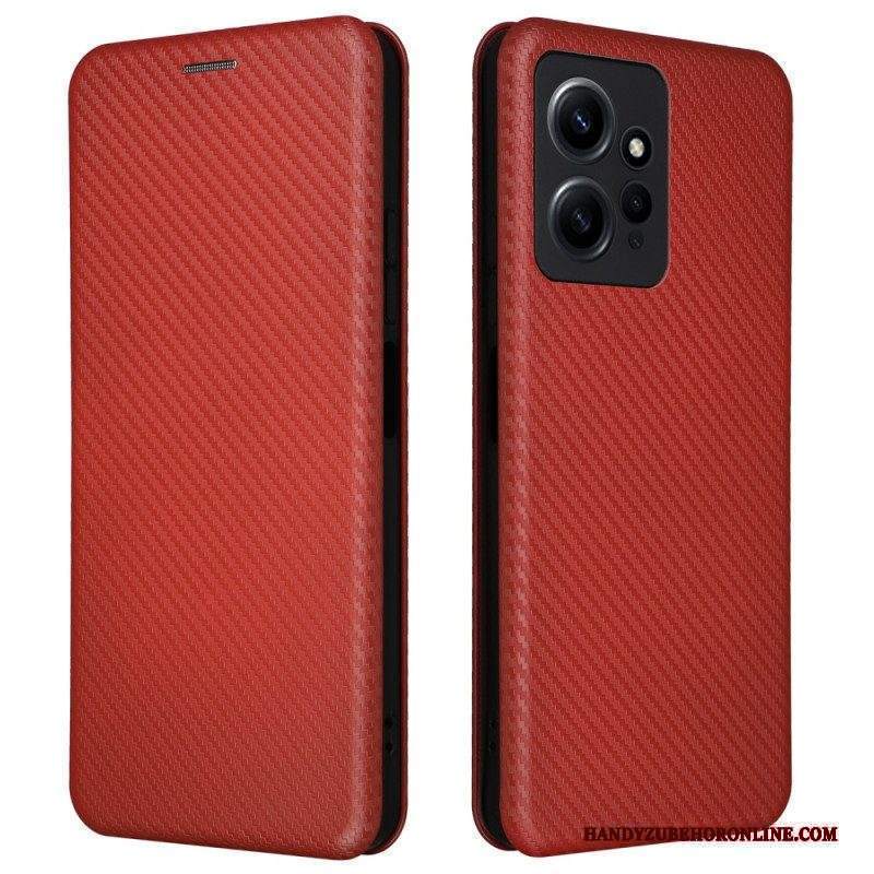 Folio Cover Xiaomi Redmi Note 12 4G Custodia in pelle Fibra Di Carbonio