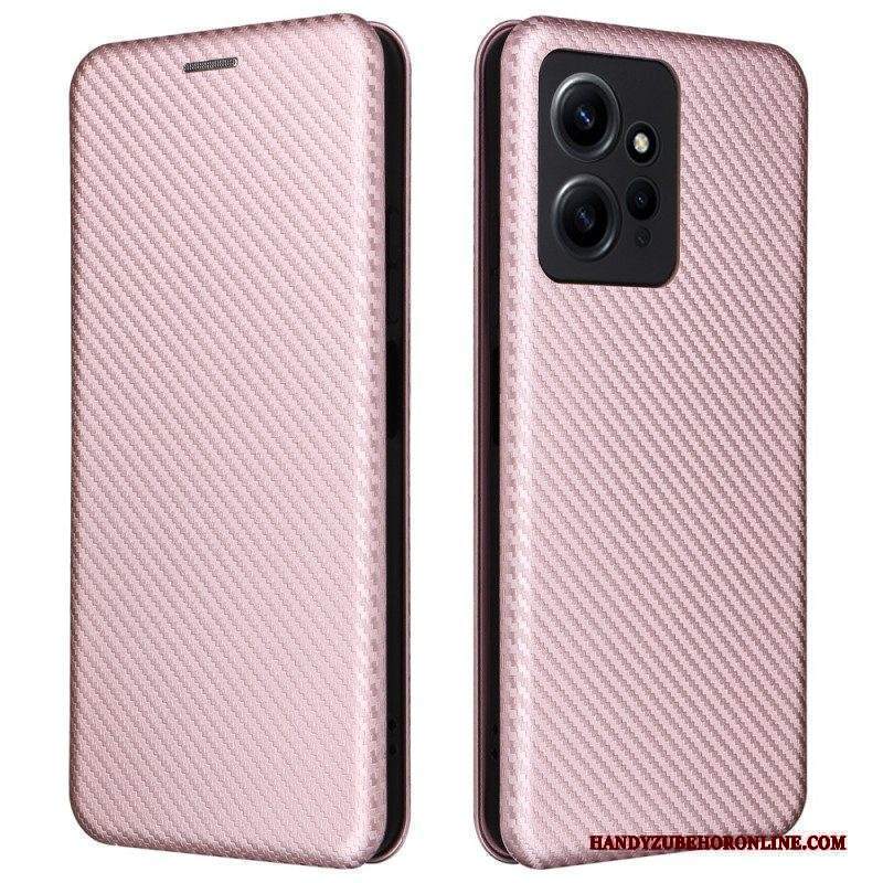 Folio Cover Xiaomi Redmi Note 12 4G Custodia in pelle Fibra Di Carbonio