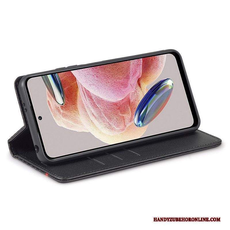 Folio Cover Xiaomi Redmi Note 12 4G Custodia in pelle Fibra Di Carbonio Lc.imeeke