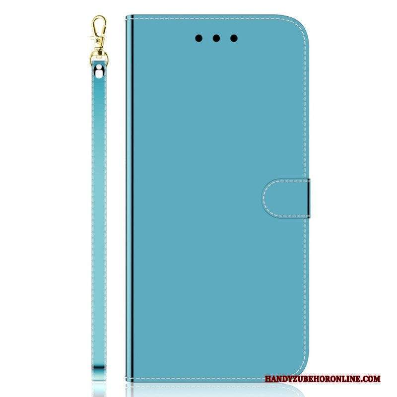 Folio Cover Xiaomi Redmi Note 12 4G Finta Pelle A Specchio Con Cinturino