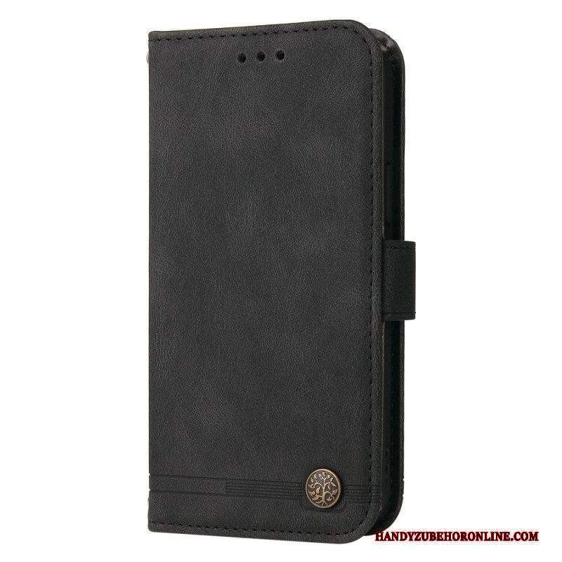 Folio Cover Xiaomi Redmi Note 12 5G Stile In Pelle Con Rivetto Decorativo