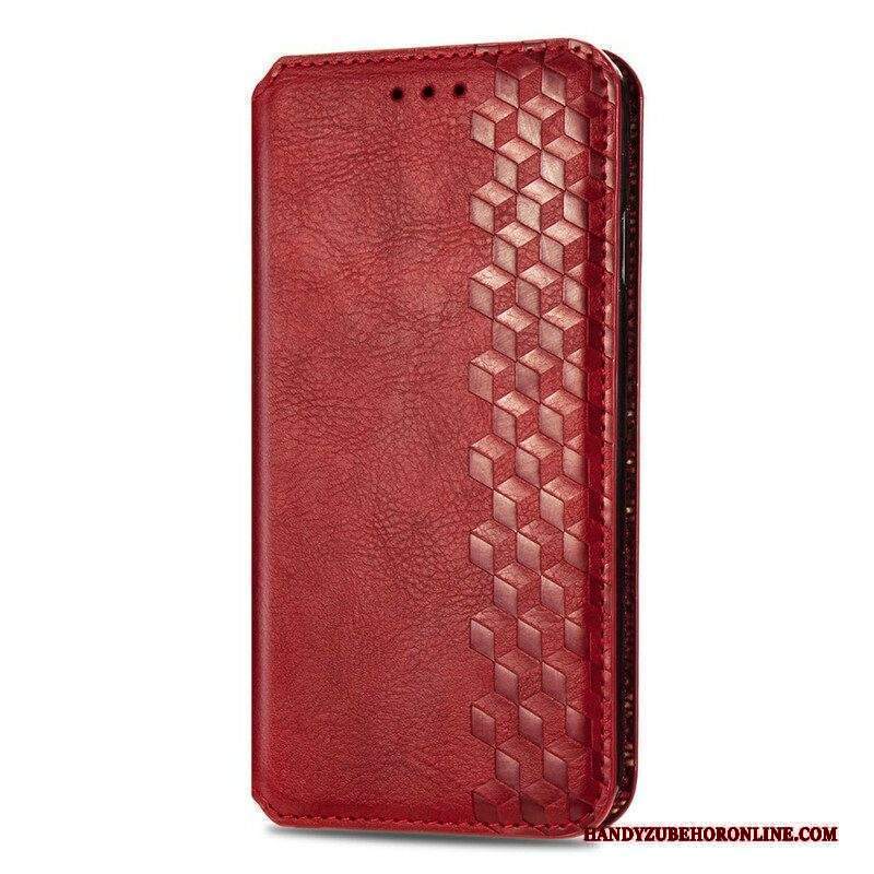 Folio Cover iPhone 13 Mini Custodia in pelle Texture Diamante Effetto Pelle