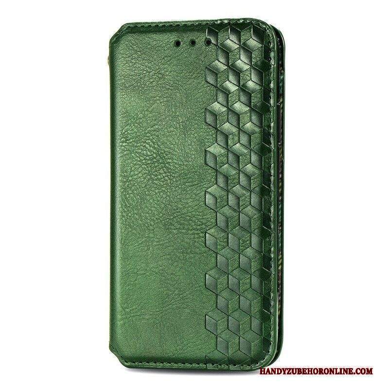 Folio Cover iPhone 13 Mini Custodia in pelle Texture Diamante Effetto Pelle