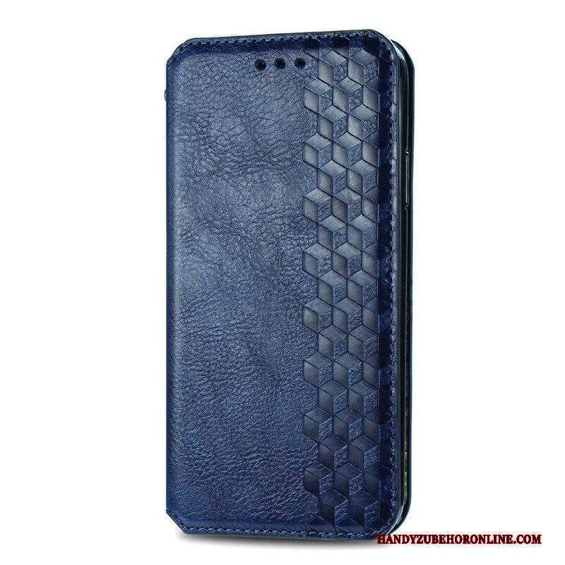 Folio Cover iPhone 13 Mini Custodia in pelle Texture Diamante Effetto Pelle